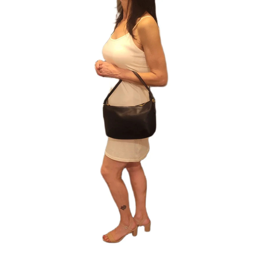 STYLE & CO Pebble Medium Zippered Shoulder & Cossbody Bag-Deep Black-NWOT